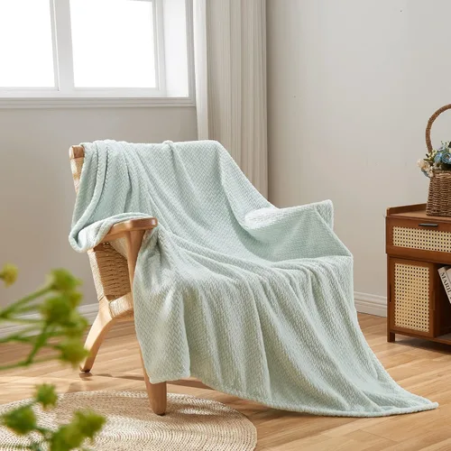Miniatura 13 de NEWCOSPLAY Manta de Tiro Súper Suave Aqua Franela Sedosa Premium Fleece con Patrón de Hojas Ligera Manta de Cama para Uso en Todas las Estaciones