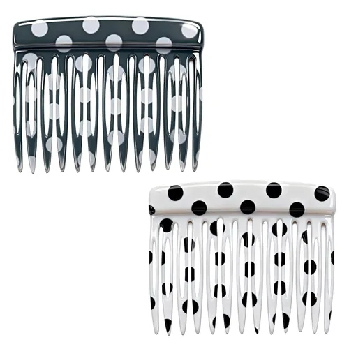 2 peines laterales franceses para mujer, accesorios para peinar el cabello, pinzas decorativas para el cabello (lunares)