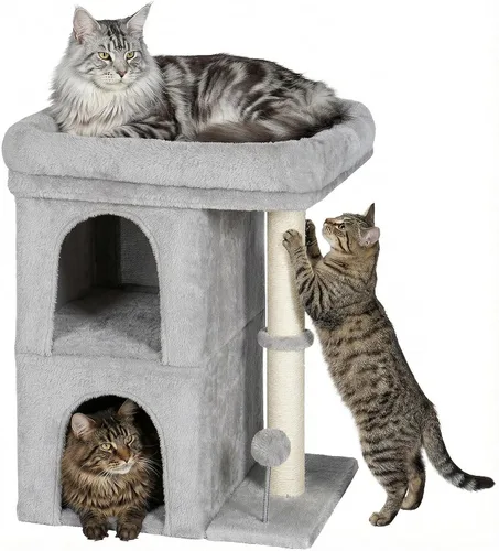 Miniatura 8 de Aechonow Árbol para gatos grandes, perca grande de 19 x 16.5 pulgadas, torre para gatos adultos para gatos de interior con poste rascador de 24