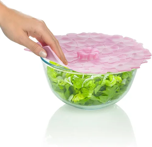 Miniatura 2 de Charles Viancin Tapas de silicona - Fundas de silicona de geranio para tazón/tapa hermética (9 pulgadas, rosa claro)