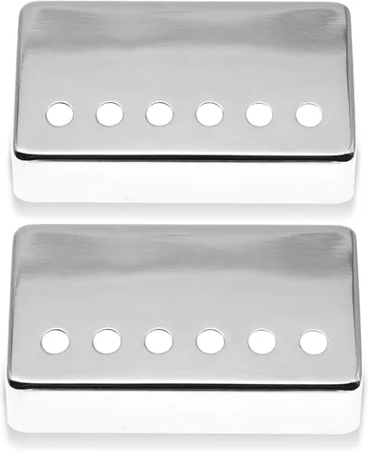 Miniatura 4 de Juego de 2 fundas cromadas para guitarra Humbucker, 50/2.047 in, juego de cubiertas plateadas para pastillas de sonido mejorado, se adapta a