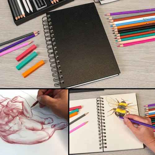 Miniatura 7 de U.S. Art Supply Cuaderno de bocetos prémium de 5.5 x 8.5 pulgadas, paquete de 2, 80 hojas cada una, 70 libras (3.88 oz/m²), campo de artista