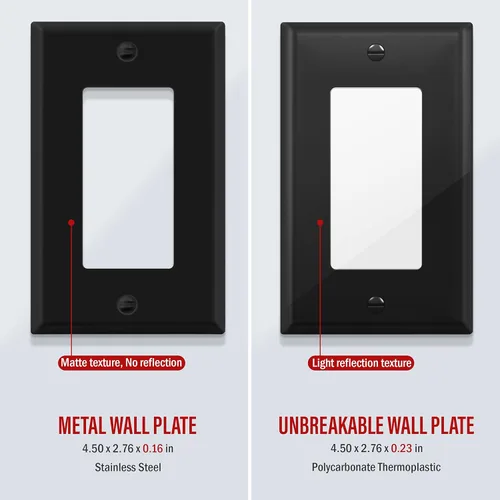 Miniatura 5 de ENERLITES Placa de Pared Metálica para Interruptor Decorativo, Tapa de Tomacorriente, Resistente a la Corrosión, Tamaño Estándar 1-Gang 4.50" x