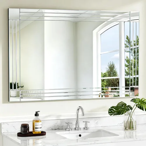 Miniatura 22 de Espejo Decorativo de Cristal - Rectángulo de 16 x 20 pulgadas, Precioso Espejo Plateado, Espejo de Diamante Triturado para Decoración de Pared