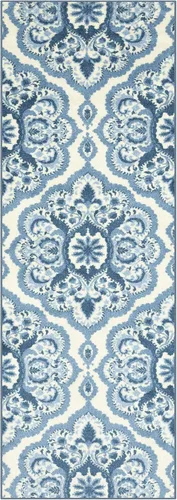 Miniatura 32 de Maples Rugs - Alfombra antideslizante Vivian, para pasillo o entrada, patrón de medallones [fabricada en Estados Unidos], 2 x 6 pies, color gris