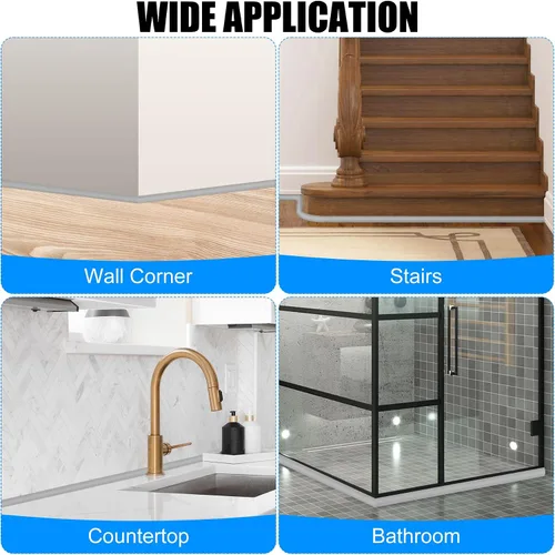 Miniatura 7 de MYFAMIREA Moldura Flexible de Cuarto de Círculo de 120 Pulgadas de Despegar y Pegar Moldura de Acabado de Goma de Cuarto de Círculo Autoadhesiva Gris