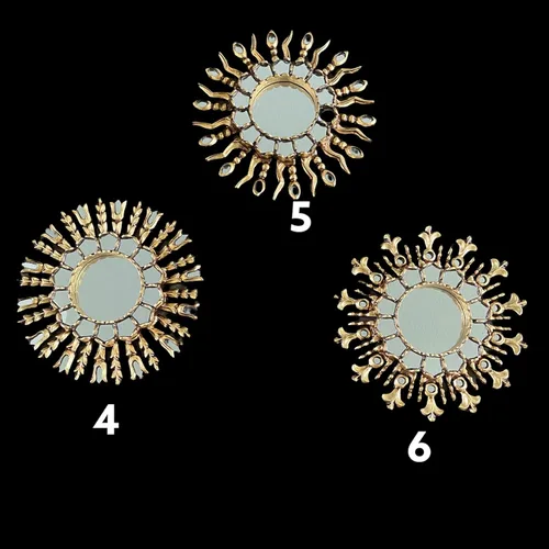 Miniatura 3 de Espejo peruano decorativo dorado, 12.0 in, Sunburst/Starburst, anticuado, espejo montado en la pared para sala de estar, hecho a mano arte de pared