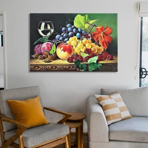 Miniatura 6 de Arte de pared vintage con imágenes de vino, obras de arte de vino y frutas, pintura al óleo sobre lienzo para comedor, lienzo, impresiones