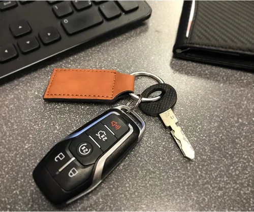 Miniatura 3 de iPick Image Llavero rectangular de cuero marrón con logotipo de estrella de Jeep Willys con licencia oficial, Marrón