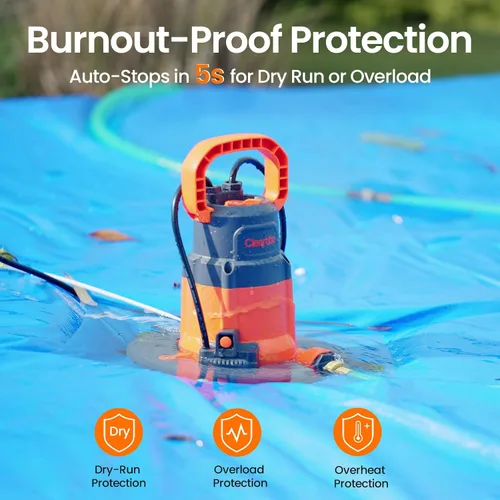 Miniatura 7 de Cleartide Bomba automática inteligente para cubierta de piscina de agua, bomba sumergible que elimina el agua de las piscinas de invierno