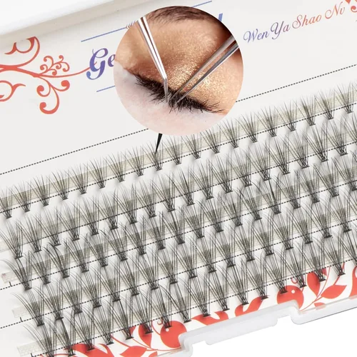 PAFUWEI 100 extensiones de pestañas postizas individuales, 20 raíces, paquete de pestañas en racimo para extensiones de pestañas de bricolaje,