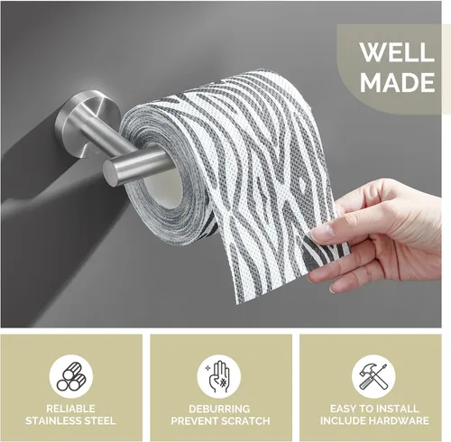 Miniatura 5 de Angle Simple SUS304 - Soporte de papel higiénico de acero inoxidable para baño, soporte de pared para papel higiénico Níquel cepillado