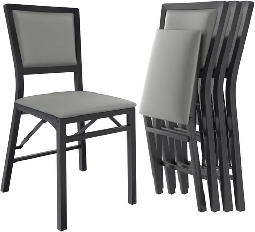 Miniatura 12 de VECELO Juego de 2 sillas plegables con cojín, asientos acolchados plegables con estructura de metal resistente para cocina/comedor/sala de estar