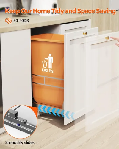 Miniatura 5 de Kit de bote de basura extraíble debajo del gabinete con rieles de cierre suave (bote de basura no incluido), bote de basura extraíble debajo
