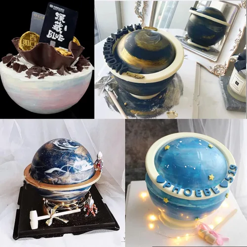 Miniatura 8 de Moldes de silicona grandes para bolas planetarias, molde de silicona esférica + 2 martillos de madera, molde redondo antiadherente para pasteles