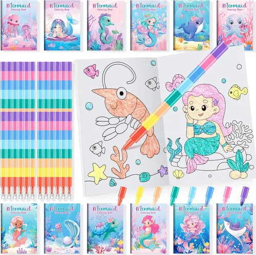 Miniatura 11 de BenLouis 24 mini libros para colorear del espacio exterior para niños con 24 crayones apilables, regalos de fiesta de astronautas, libros