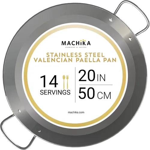 Machika Sartén de acero inoxidable | Utensilios de cocina de acero inoxidable | Sartén de inducción para recetas de paella y arroz | Ideal para