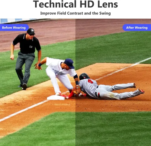 Miniatura 5 de Karsaer Lentes de sol deportivos de gran tamaño para hombres y mujeres, lentes de protección UV de marco grande, ideales para béisbol, correr, Marco