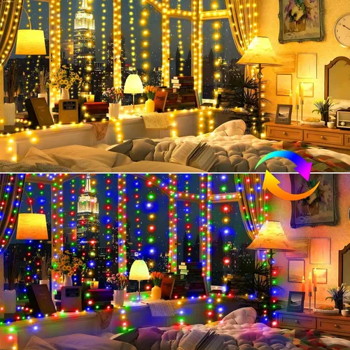 Miniatura 8 de KNONEW 720 luces LED de Navidad de 337 pies para exteriores, luces de cadena de alambre transparente que cambian de color con 11 modos