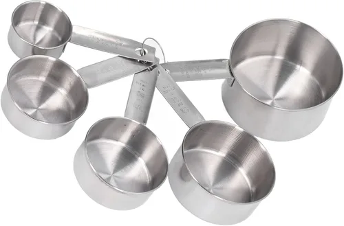Miniatura 7 de Las tazas de medición del metal conveniente de la escala del claro del acero inoxidable fijaron alta exactitud para la cocina, plateado