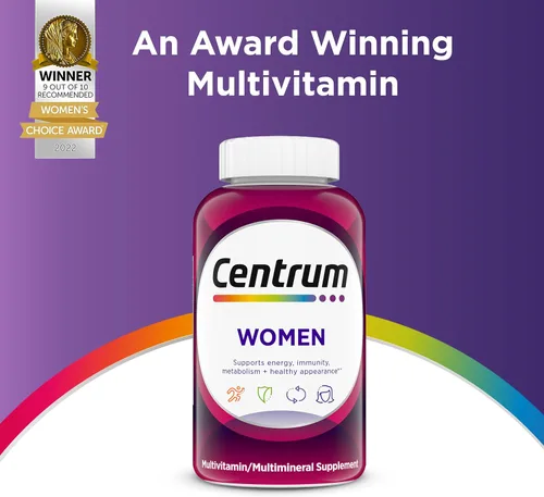 Miniatura 6 de Centrum Tableta multivitamínica para mujer, suplemento multivitamínico/multimineral con hierro, vitamina D3, vitaminas B y antioxidantes vitaminas C