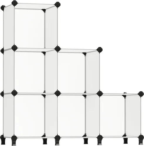 SONGMICS Organizador de almacenamiento de 6 cubos, estante de armario de bricolaje, organizador de ropa de plástico, estantería modular, cubos de
