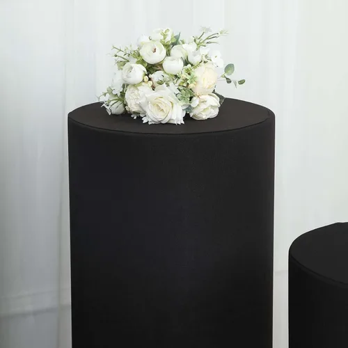 Miniatura 8 de Efavormart - Juego de 5 fundas de soporte para caja de exhibición cilíndrica de elastano, color negro, fundas elásticas para pilar de pedestal, 160