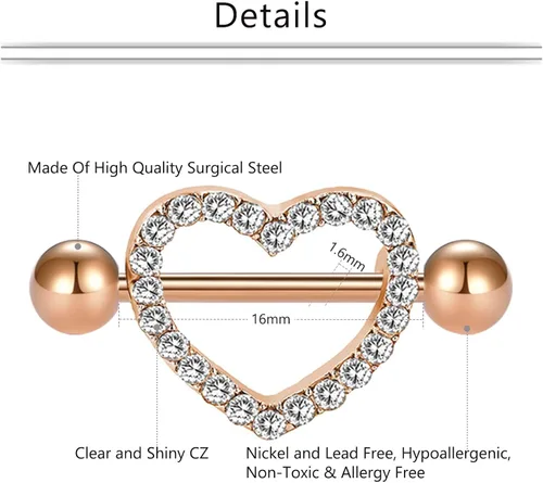 Miniatura 2 de Mayhoop - Piercing para pezón de barra de acero inoxidable de 0.49onzas para mujer y hombre