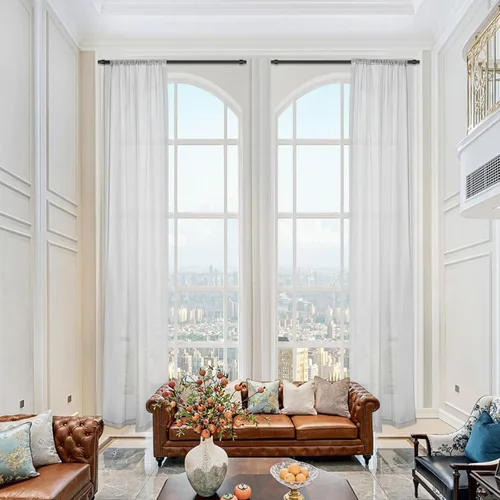 Miniatura 6 de Cortinas traslúcidas de alta celda de 144, 156, 168, 192, 204, 216, 240 pulgadas de largo, cortinas traslúcidas blancas extra largas