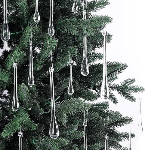 Miniatura 7 de DULEFUN 42 piezas de decoraciones de cristal para árbol de Navidad, 3 estilos, acrílico transparente, árboles de Navidad, carámbanos, adornos