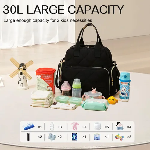 Miniatura 3 de Mochila grande para pañales con cambiador, pañales de viaje 6 en 1, bolsa de bebé para mamá, bolsa de hospital para mujeres, bolsa de maternidad
