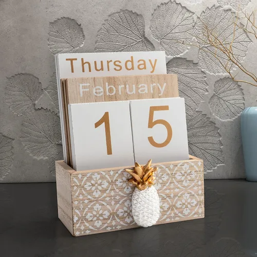 Miniatura 7 de Calendario perpetuo para escritorio, calendario vintage de madera para niños, calendario diario de escritorio, mes, semana, fecha, visualización