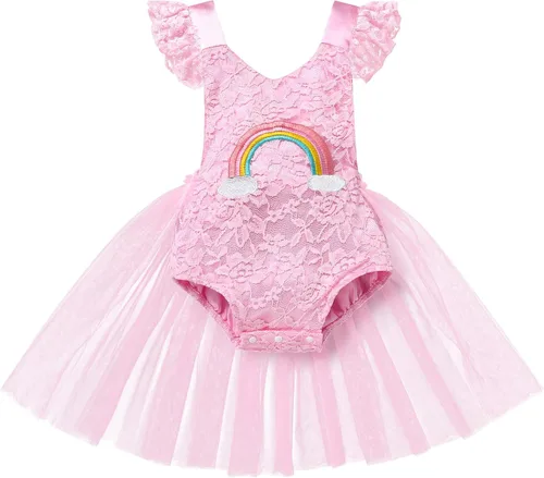 Miniatura 14 de Traje de bebé niña primer cumpleaños traje de encaje tul mameluco princesa tutú vestido de un año cumpleaños pastel Smash fotografía ropa