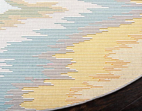 Miniatura 10 de Unique Loom Estrella Collection - Alfombra moderna, degradada, colorida, abstracta, ondulada, 6 pies 1 pulgada x 6 pies 1 pulgada, multicolor / azul