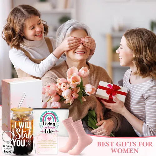 Miniatura 6 de Hsei 6 piezas de regalos de agradecimiento para enfermeras para mujeres, regalos de Navidad para enfermeras, incluye vidrio de 16 onzas, llavero