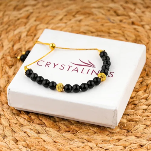 Miniatura 2 de Pulsera bolo con cuentas de piedras naturales de grado AAA, chapado en oro de 14 quilates, cristales curativos Wicca y Reiki, joyería bohemia hecha