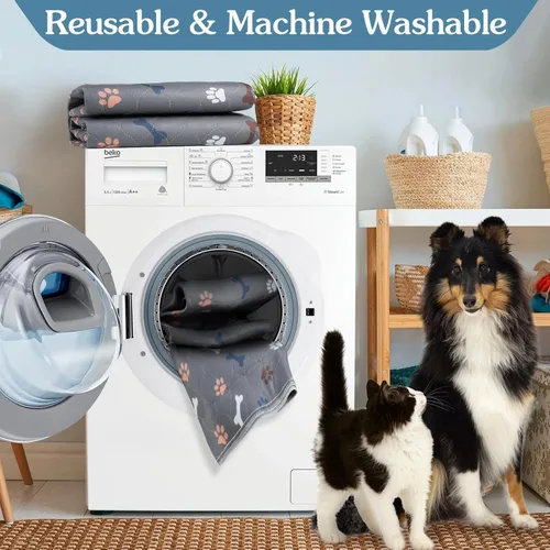 Miniatura 5 de Almohadillas lavables para orina para perros, paquete de 2 almohadillas reutilizables de 41"x41", almohadillas impermeables para entrenamiento