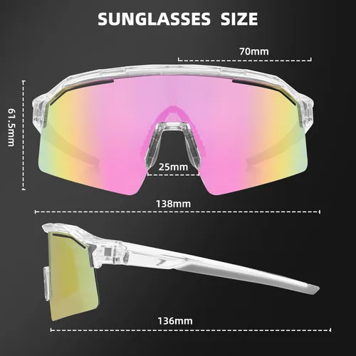 Miniatura 6 de Gafas de sol deportivas para hombres y mujeres irrompibles con protección UV400, gafas de béisbol para correr, ciclismo Rosa
