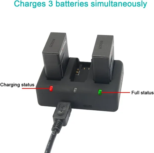 Miniatura 5 de Newmowa Batería de repuesto AHDBT-302 de 1300 mAh (paquete de 2) y cargador rápido de 3 canales para GoPro Hero 3, GoPro Hero 3+, AHDBT-301