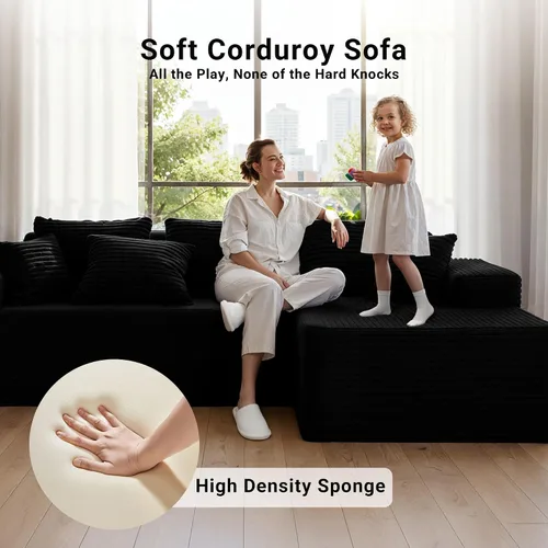 Miniatura 6 de YDN Sofá de sofá deshuesado de 110 pulgadas, sofás seccionales para sala de estar, sofá nube con diván, juego de sofá modular en forma de L, diván