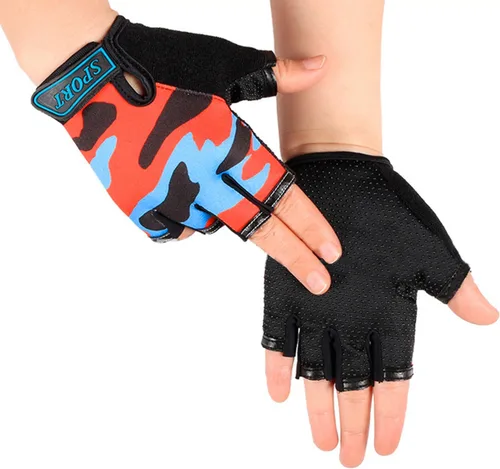 Miniatura 33 de Guantes de ciclismo sin dedos para niños, transpirables, antideslizantes, absorben los golpes, guantes de ciclismo para niños, niñas, niños, pesca