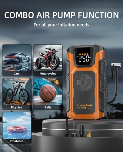Miniatura 4 de Arrancador con compresor de aire, cargador de batería de coche 5500A, caja de arranque de potencia 12V para vehículos