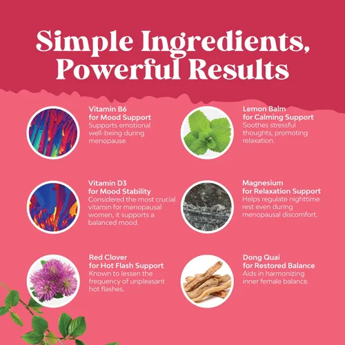 Miniatura 2 de Paquete de suplemento completo de menopausia herbaria para sudores nocturnos, sofocos, cambios de humor y suplemento de apoyo para el síndrome