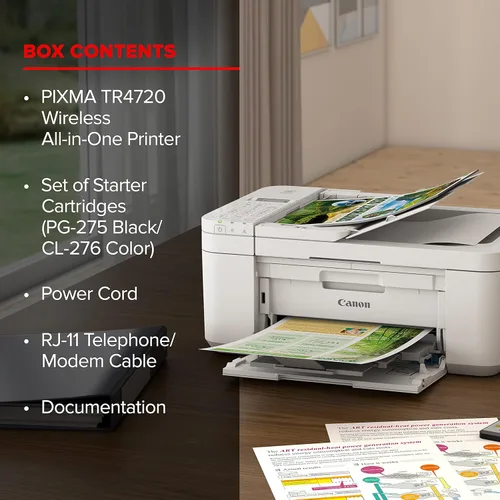 Miniatura 5 de Canon PIXMA TR4720 Impresora inalámbrica todo en uno para uso doméstico, con alimentador automático de documentos, impresión móvil y fax integrado