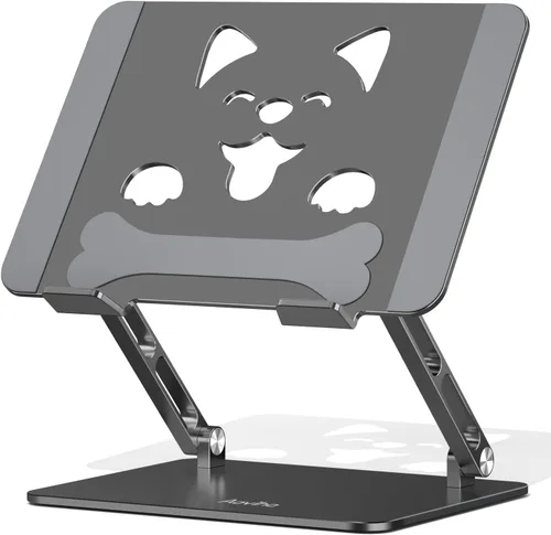 Miniatura 9 de Aoviho Soporte de computadora portátil ajustable para escritorio, plegable, portátil, ergonómico de aluminio con ventilación única