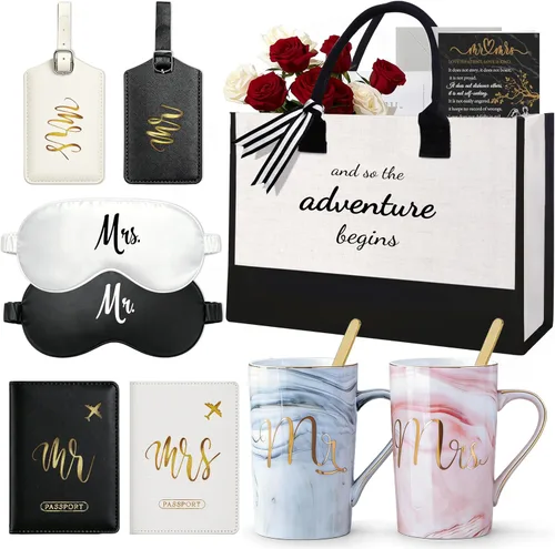 Miniatura 14 de Jumway Tazas de café Mr and Mrs – Regalos de boda – Juego de tazas Mr and Mrs – para novia y novio – Regalos para despedida de soltera, compromiso