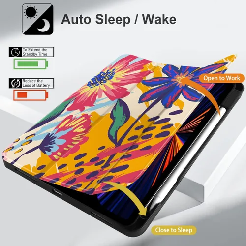 Miniatura 5 de MEEgoodo para iPad Pro M2 12.9 Funda 6ª/5ª/4ª/3ª Generación 2022 2021 2020 2018 con Soporte para Lápiz, Funda para Tablet con Parte Trasera de TPU