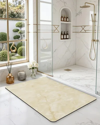 Miniatura 4 de DEXI Alfombra de baño ultra fina, de 16 x 24 pulgadas, antideslizante, para suelo de ducha, absorbente, de secado rápido, de mármol, perfil bajo