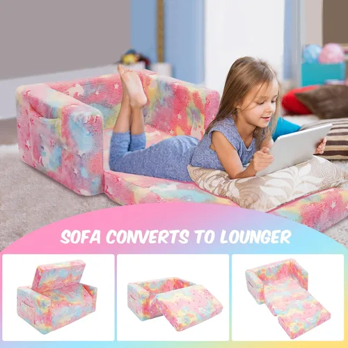 Miniatura 6 de SLIGUY Sofá para Niños, Silla Sofá Plegable para Niños, Sofá Convertible para Niños Pequeños a Sillón Reclinable Extraíble, Silla Sofá que Brilla