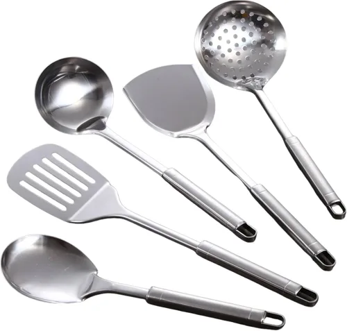 Miniatura 4 de Juego de utensilios de cocina de acero inoxidable, juego de 5 utensilios de cocina de acero inoxidable, juego de utensilios de wok que incluye